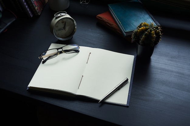 Notebook on the desk, Empty space on the notebook