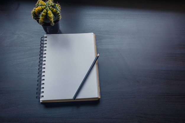 Notebook on the desk, Empty space on the notebook