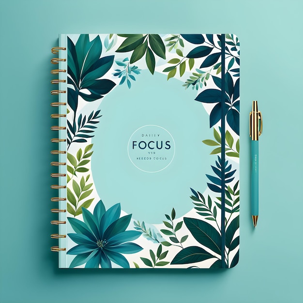 Photo a notebook with a blue flower design on the cover