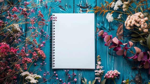 Photo a notebook with a floral design on the back of it