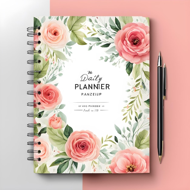 a notebook with a floral design on the cover