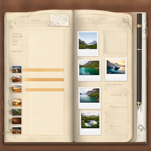 Photo a notebook with a page that says postcard on it