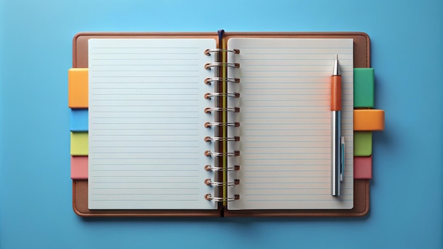 a notebook with a pen on it and a pen in it