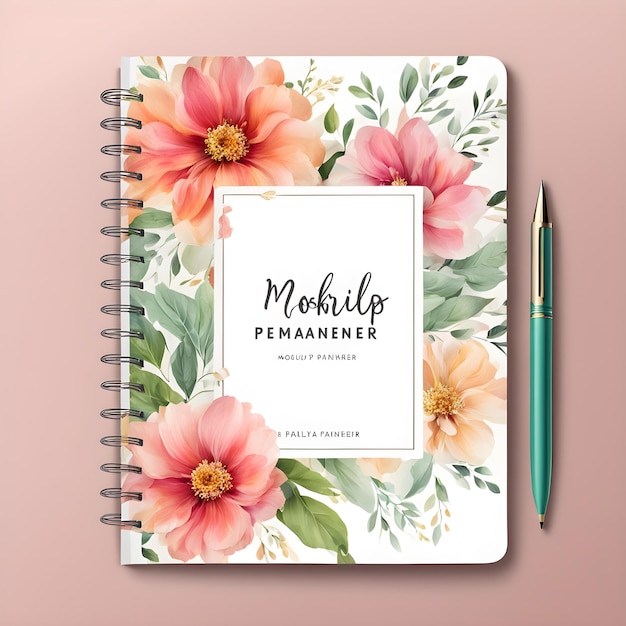 a notebook with a pen on it that says hibiscus