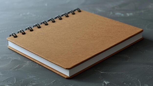 Photo a notebook with a spiral bound notebook on a marble surface