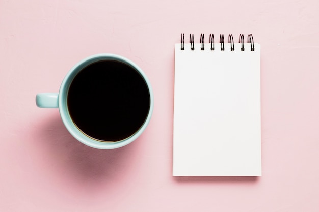 Notepad mock up with coffee cup