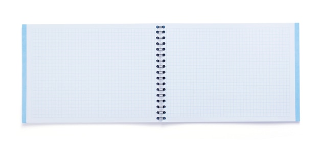 Notepad or notebook paper isolated at white background, top view