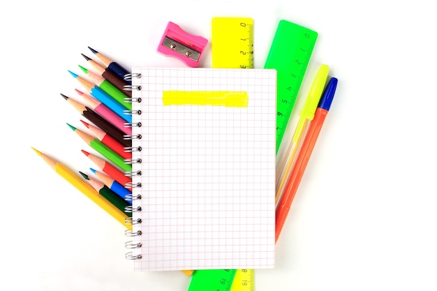 notepad, pencils and other writing materials