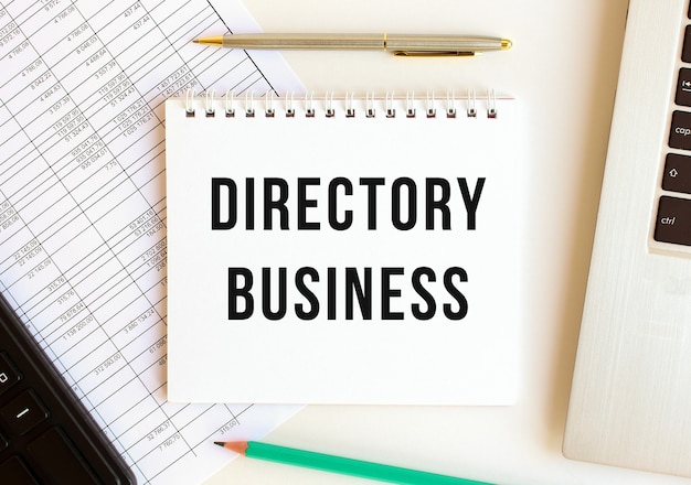 Notepad with text DIRECTORY BUSINESS o