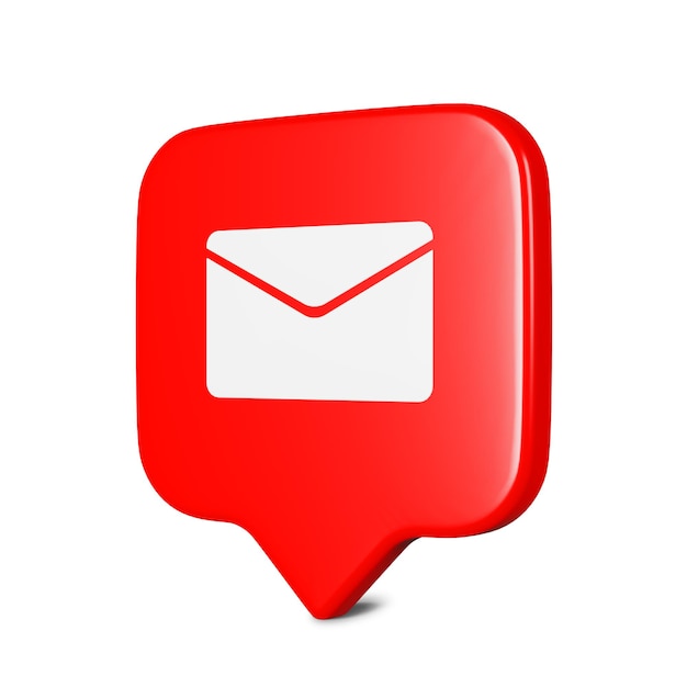 Notification icon mail symbol on white background with clipping path 3D rendering illustrationxA