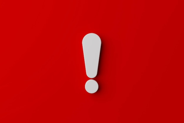 Notification icon symbol on red background 3d rendering illustration