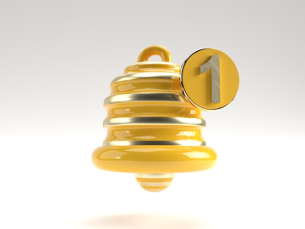 Notification - Minimal Message Bell icon alert and Alarm Social Media element. 3d rendering.