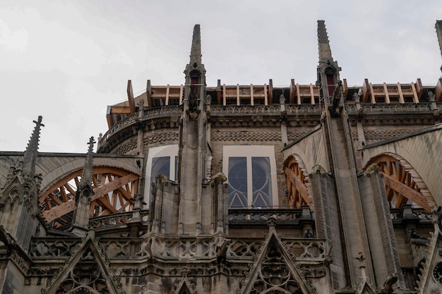 Notre dame paris under restoration detail