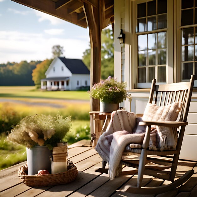 Photo nottle mockup on a charming farmhouse porch