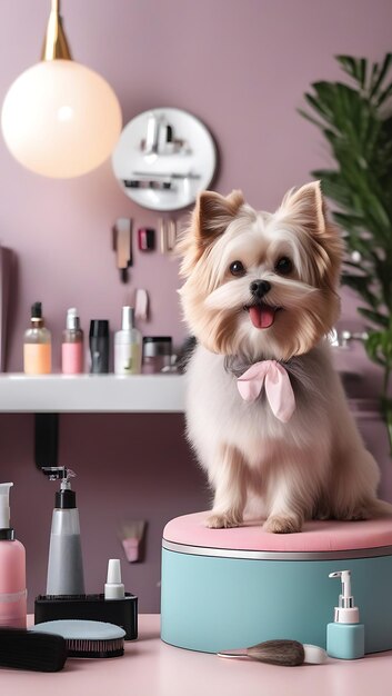 Photo nottle mockup in designer pet grooming salon