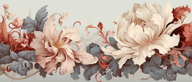 Nouveau Blossoms Elegant Floral Background in Art Nouveau Style Retro Design