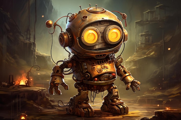 Novel Steampunk small cute robot Generate Ai