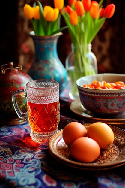 Nowruz treats on the table Selective focus