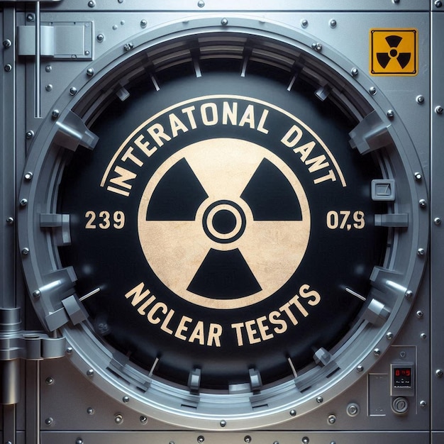 a nuclear day day day day is displayed on a metal object