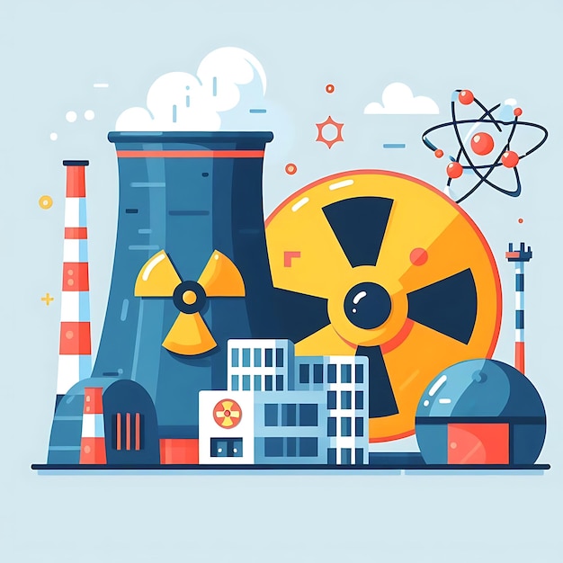 Photo nuclear engineering a flat illustration vector image of a nuclear reactor radiation symbol