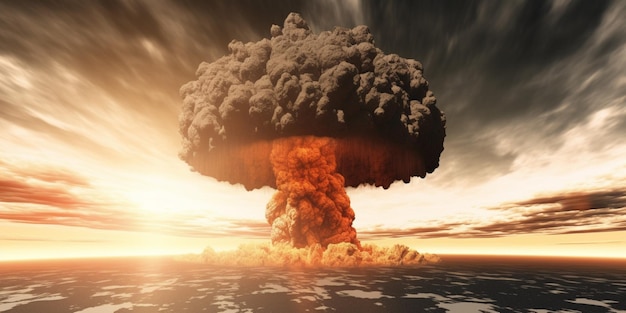 A nuclear explosion is shown in this illustration.