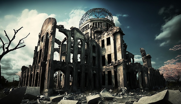 Nuclear explosion Remembrance Day of atomic bombing Hiroshima 6 august Generative Ai