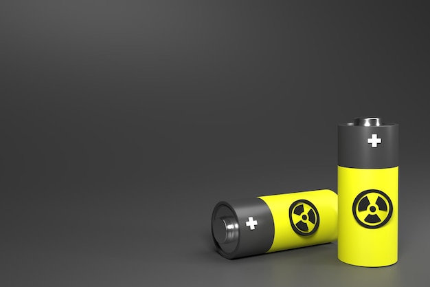 nuclear power batteries concept 3d render illustration