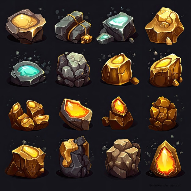 nugget gold ore ai generated rock heap rich stone texture success nugget gold ore illustration