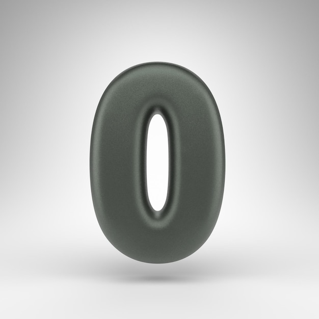 Number 0 on white background. Anodized green 3D rendered number with matte texture.