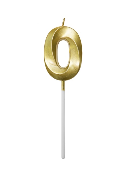 Number 0 on white background Candle in shape of number 0 isolated