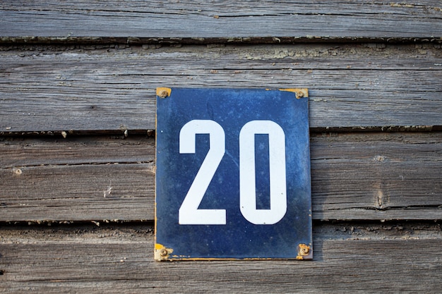 Number 20 on a wooden old wall