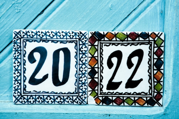 The number 2022 for Merry Christmas and Happy New Year background