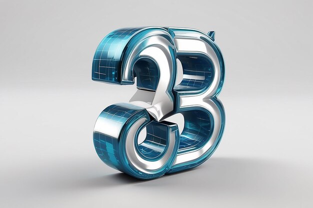 Number 3 3d render