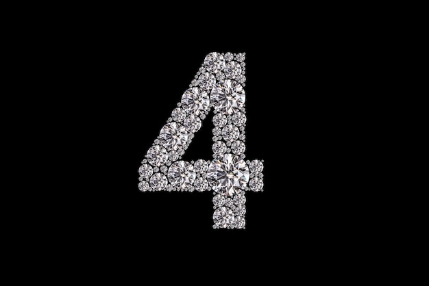 A number 4 made of diamonds on a black background