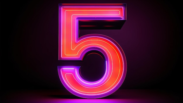 Number 6 alphabet neon retro