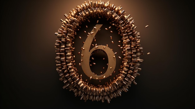 Number 6 made from bullets