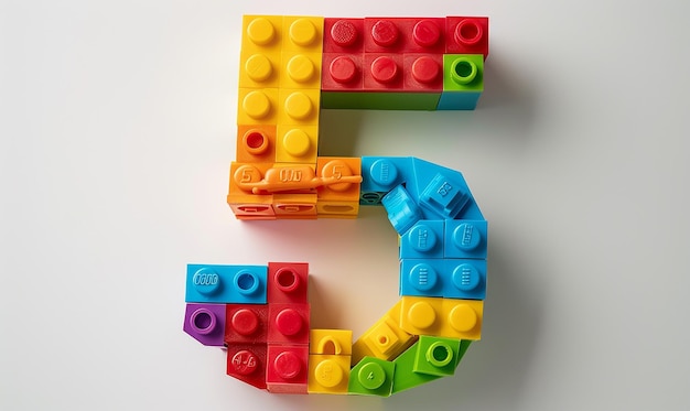 a number 6 made out of legos with one showing the number 5