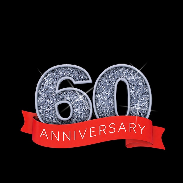 Photo number 60 silver sparkling anniversay celebration banner 3d render