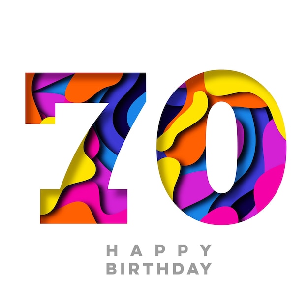 Photo number 70 happy birthday colorful paper cut out design