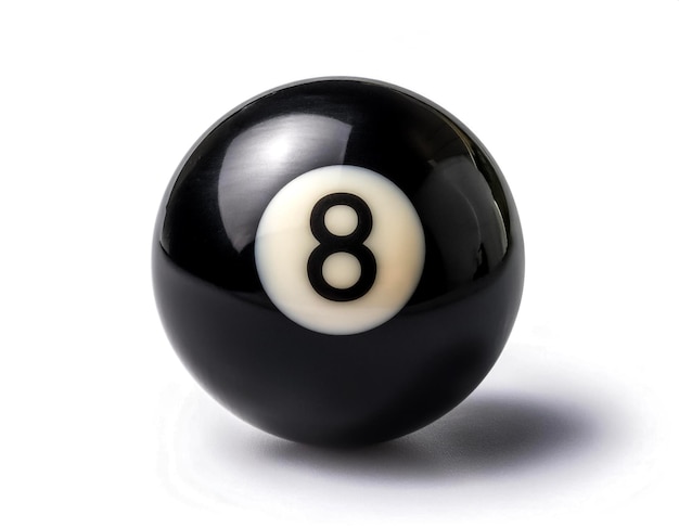 Photo number 8 eight ball the black ball used in pool billiard games and is the last one to be sunk to win the game