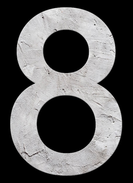 Number 8 with concrete texture on black background