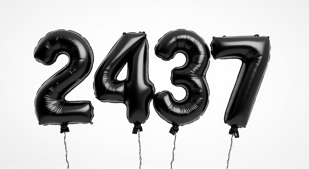 a number of black balloons with the number 2 on it