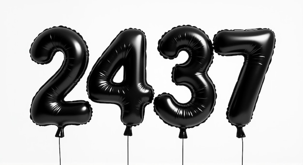 a number of black balloons with the number 3 on it