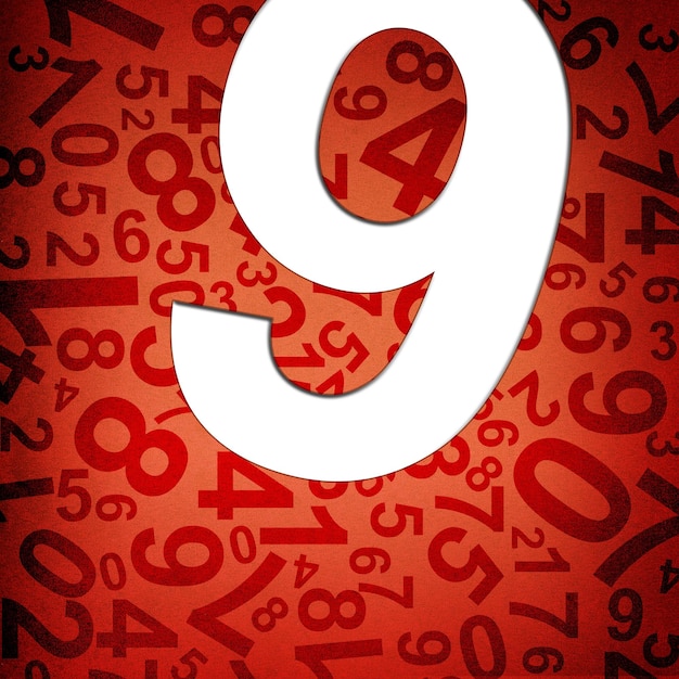 Number nine on fabric texture background