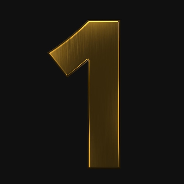 Number One 1 Icon Gold 3D Render illustration