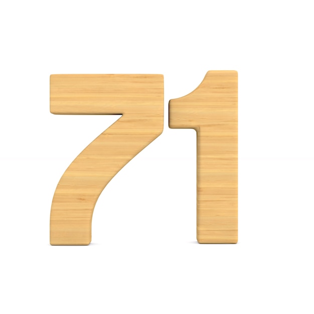 Number seventy one on white background. 