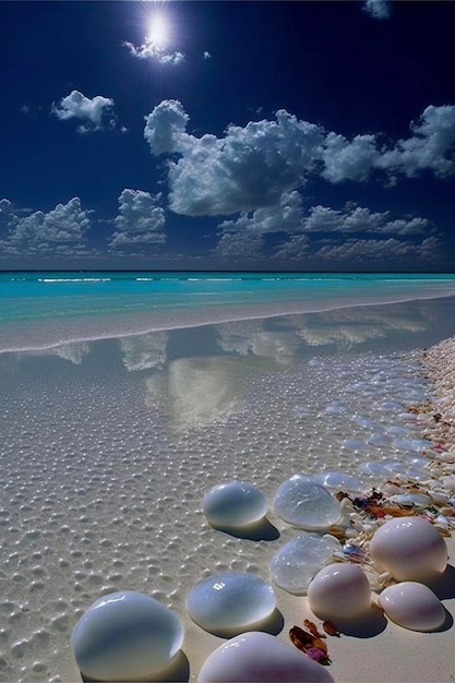 Number of shells on a beach near the ocean generative ai