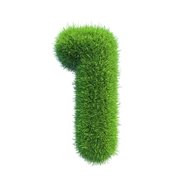 Number symbol of green fresh grass isolated on a white background.