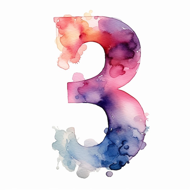 number three generic logo floral watercolor with alcohol ink