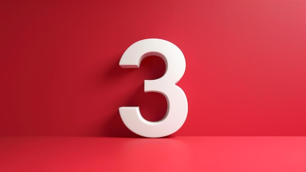 Photo the number three on red